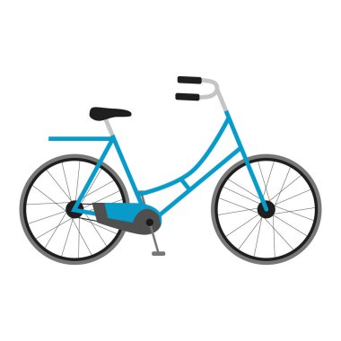 Bayanlar için mavi renkli bisikletin düz vektör çizimi.