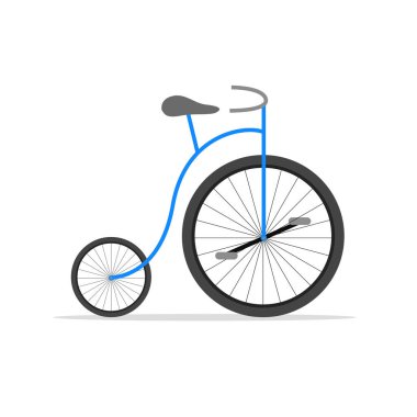 Büyük ön tekerlek ya da sirk bisikletinin düz vektör çizimi