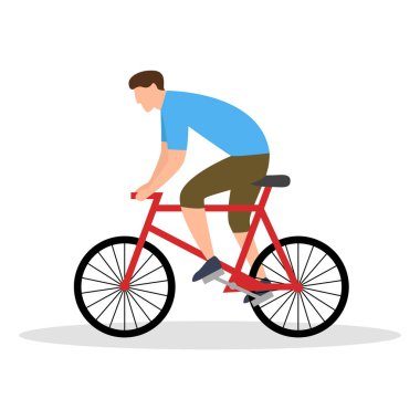 Delikanlı hisse senedi vektörü. Bisikletçilik tasviri, binici