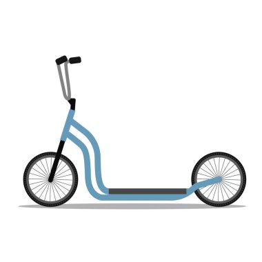 Gökyüzünün yan görünümünün vektör çizimi mavi renkli tekme veya eko scooter veya scooter tekmesi