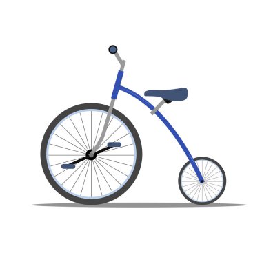 Siyah renkli retro döngü veya büyük ön tekerlek bisikletinin yan görünümünün vektör çizimi