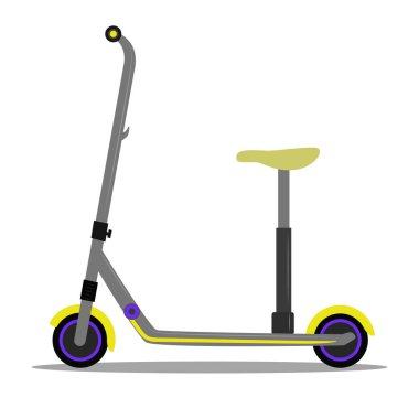 Koltuklu kick scooter 'ın yan görünümünün vektör çizimi