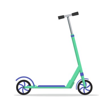 Sarı renkli tekme veya eko scooter simgesinin yan görünümünün vektör çizimi
