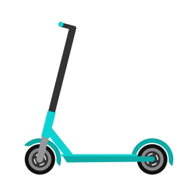 Yeşil renk tekmesinin veya eko scooter simgesinin yan görünümünün vektör çizimi