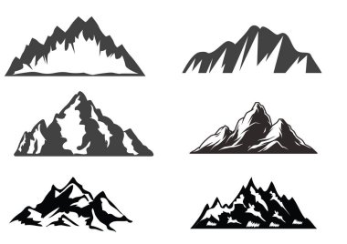 Kayalık dağ ikonunun siluetinin vektör çizimi