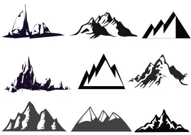 Kayalık dağ ikonunun siluetinin vektör çizimi
