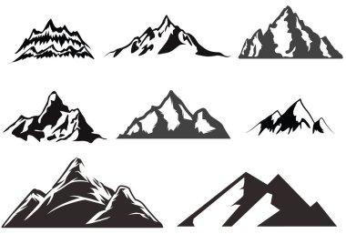 Kayalık dağ ikonunun siluetinin vektör çizimi