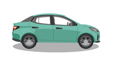 Açık yeşil hatchback arabası beyaz vektörde izole edildi