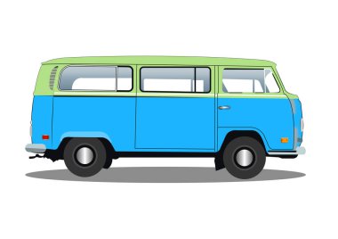 Retro minivan vektör çizim