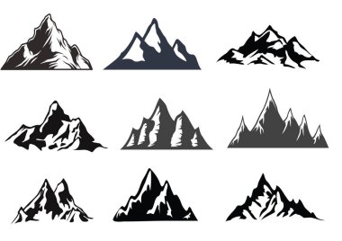 Klasik monokrom dağları vektör belirler