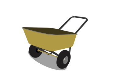 Beyaz arka planda el arabası ve inşaat ekipmanları için vektör illüstrasyonuName