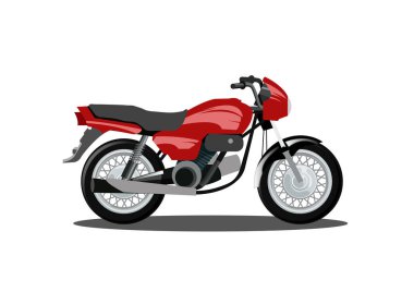 Beyaz arkaplan ile yan görünümde motosikletin vektör illüstrasyonu.