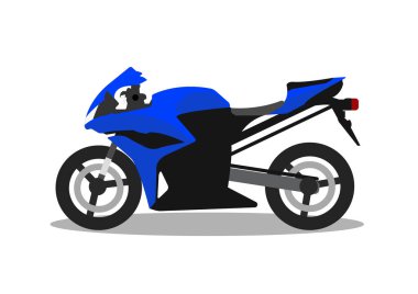 Mavi spor motosikletinin yan görünümünün vektör illüstrasyonu.