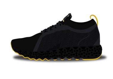 Sarı çizgili Sneakers ayakkabılarının vektör çizimi.