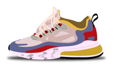 Renkli Nike Sneakers ayakkabılarının vektör çizimi.