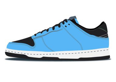  Mavi ve siyah Sneakers ayakkabılarının vektör çizimi