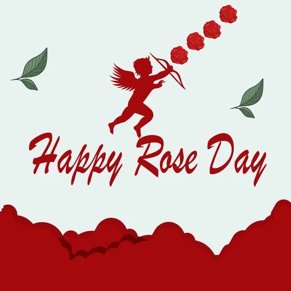 stock vector Happy rose day with flying cupid