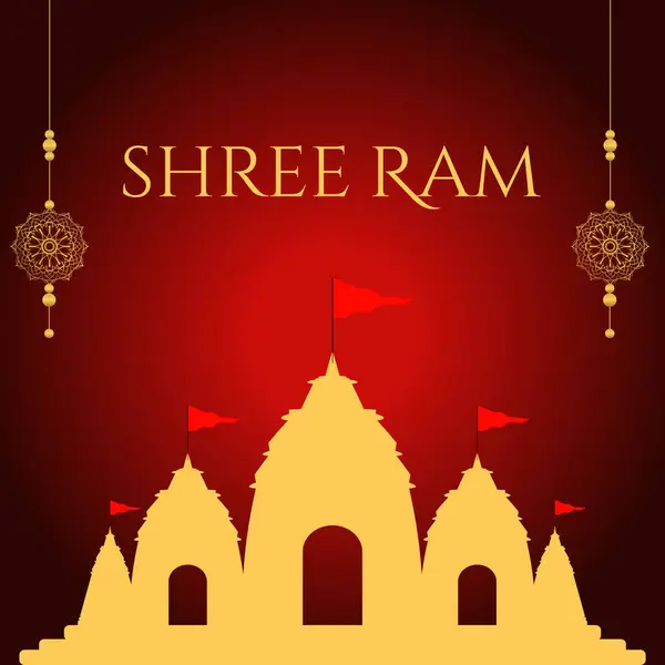 Hint Hindu kültür festivali Ram Navami kırmızı arka planda Ayodhya Ram Mandir ile kutlama yapıyor