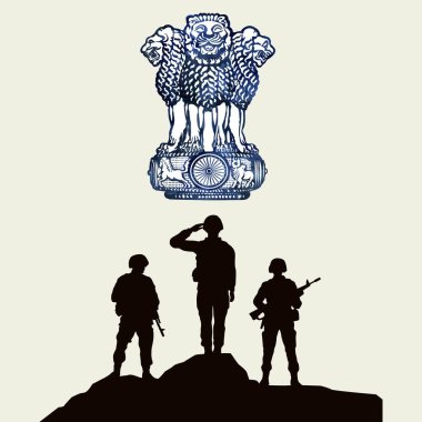Vector silhouette indian army day background clipart