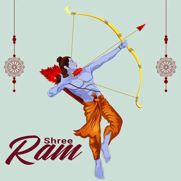 Hindistan 'da dini bayram için Rama Rama' nın yay okuyla Hint metni Shree Ram Navami 'nin kutlama geçmişi.