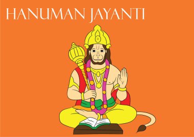 Mutlu Hanuman Jayanti kutlamaları için Lord Hanuman 'ın vektör illüstrasyonu