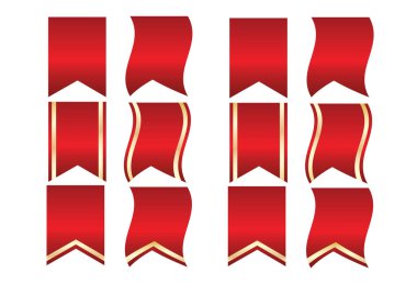 Kırmızı kurdeleli kurdele koleksiyonu vektör. Kurdele pankartı ayarlandı