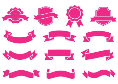 Parlak pembe kurdele taşıyıcı pankartlar Köşeli ve şeritli, şeritli, şeritli