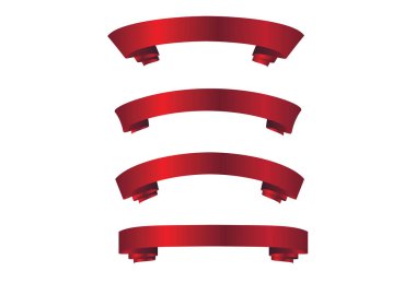 Kırmızı kurdeleli kurdele koleksiyonu vektör. Kurdele pankartı ayarlandı