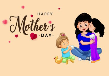 Mutlu anneler günü vektörü, anneler günü vektör illüstrasyonu