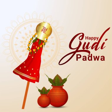 Geleneksel Festivalin Görünümü Shubh Gudi Padwa Vektörü