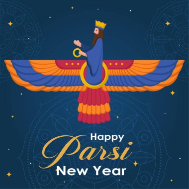 Zoroastriyenlik Tatili Mutlu Jamshedi Navroz Geleneksel Parsi Vektör Resimlerinin Arkaplanı