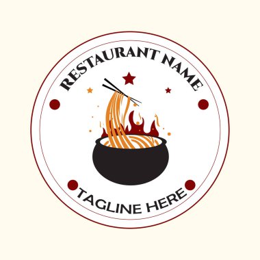  Lezzetli Çin ve Japon erişte çorbası ve Asya yemekleri için logo tasarımı şablonu. İşletmeler, restoranlar, kafeler ve dükkanlar için logolar