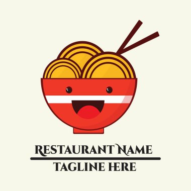  Lezzetli Çin ve Japon erişte çorbası ve Asya yemekleri için logo tasarımı şablonu. İşletmeler, restoranlar, kafeler ve dükkanlar için logolar