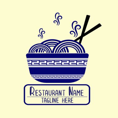  Lezzetli Çin ve Japon erişte çorbası ve Asya yemekleri için logo tasarımı şablonu. İşletmeler, restoranlar, kafeler ve dükkanlar için logolar