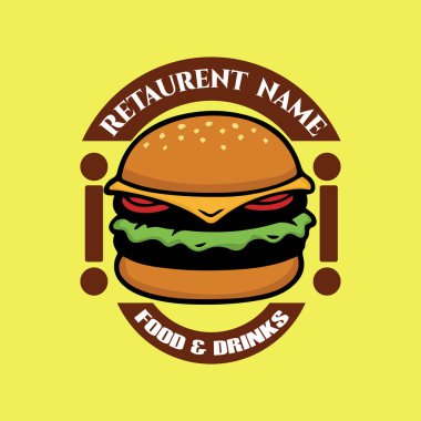 Hamburger logosu tasarım vektörü fast food restoranı ve kafe sembolü