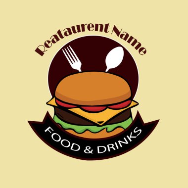Hamburger logosu tasarım vektörü fast food restoranı ve kafe sembolü