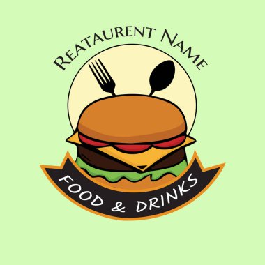 Hamburger logosu tasarım vektörü fast food restoranı ve kafe sembolü