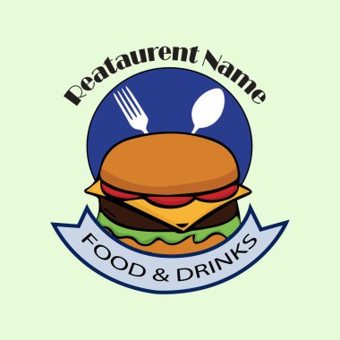 Hamburger logosu tasarım vektörü fast food restoranı ve kafe sembolü