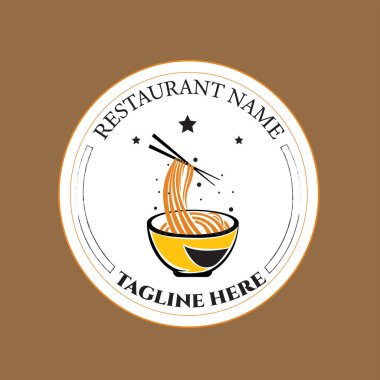  Lezzetli Çin ve Japon erişte çorbası ve Asya yemekleri için logo tasarımı şablonu. İşletmeler, restoranlar, kafeler ve dükkanlar için logolar