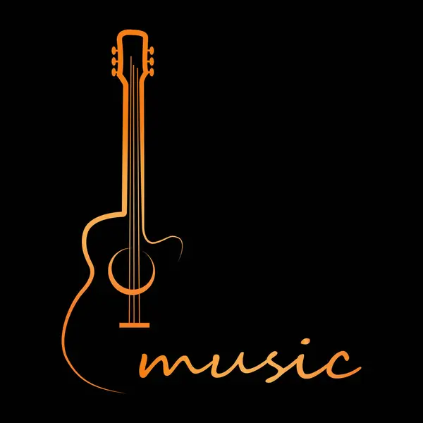 Müzik Gitarı Vektör Logosu Şablonu. Müzik şirketi için markalaşma kimliği.