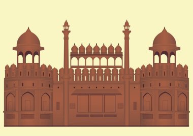 Yeni Delhi 'de Kızıl Kale' nin (lal qila) vektör illüstrasyonu