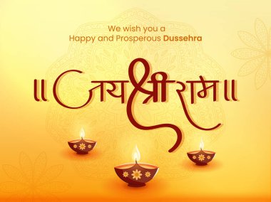 Illustration of Dussehra festival with Hindi Calligraphy Jai Shri Ram clipart