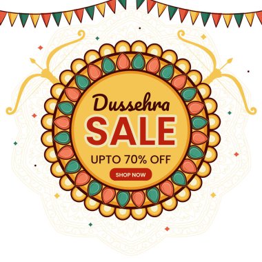 Büyük Festive Sale ve Dussehra Satış afişi ve festival sezonu için poster arkaplanı
