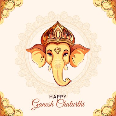 Ganesh Chaturthi Festivali Şablon Arkaplanı Hintçe metin Ganpati Bappa Morya anlamı 