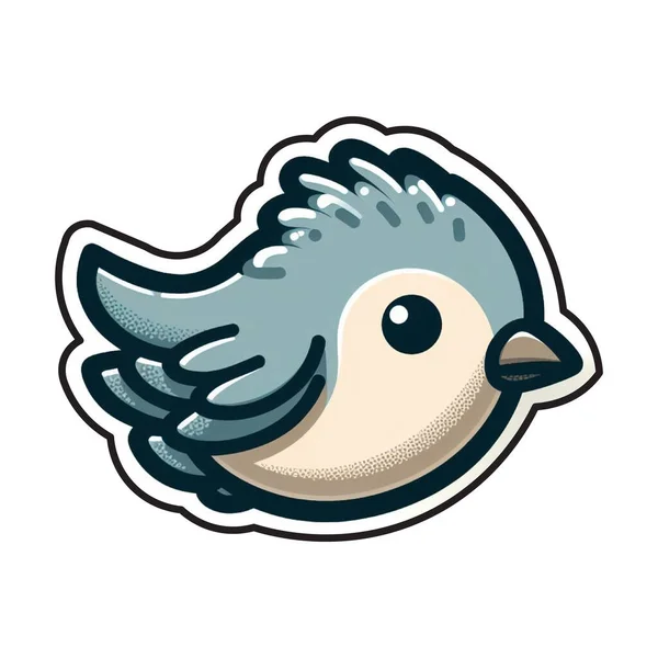 Cute blue bird sticker, vector illustration.