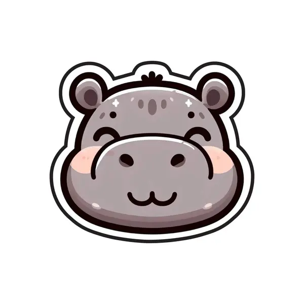 Cute hippo sticker. Cute cartoon animal. Vector illustration.