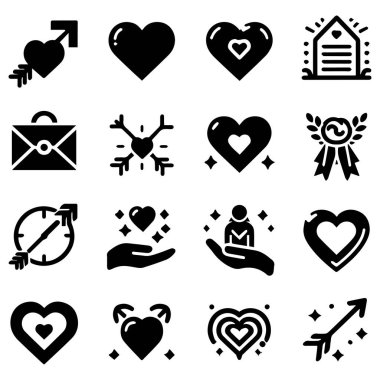 Sevgililer Günü simgeleri ayarlandı. Web ve mobil simgeleri.