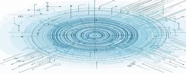 Minimalist çizgiler ve mavi devre desenleri olan soyut bir teknolojinin basit bir vektör çizimi.