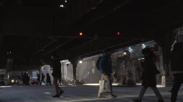 Tiro Cruzamento Broadway Com Avenida Myrtle Bushwick Brooklyn — Vídeo de Stock