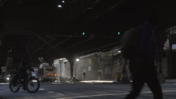 Tiro Cruzamento Broadway Com Avenida Myrtle Bushwick Brooklyn — Vídeo de Stock